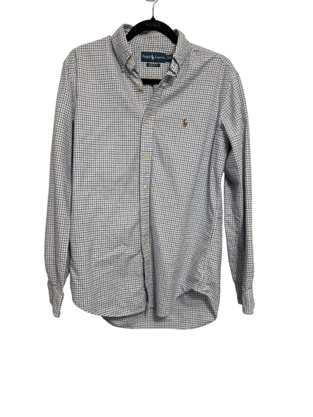 Ralph Lauren Mens Classic Fit Checkered Button-Down Shirt M Blue/White Cotton
